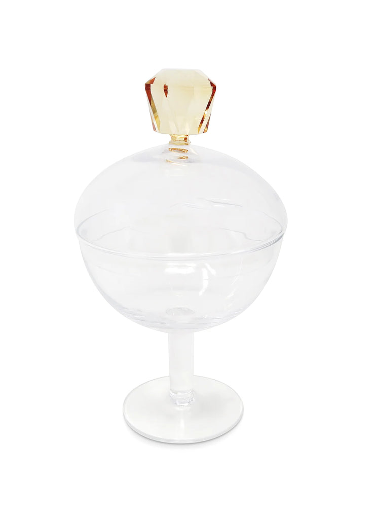 Amber Glass Footed Jar Medium 1pc
